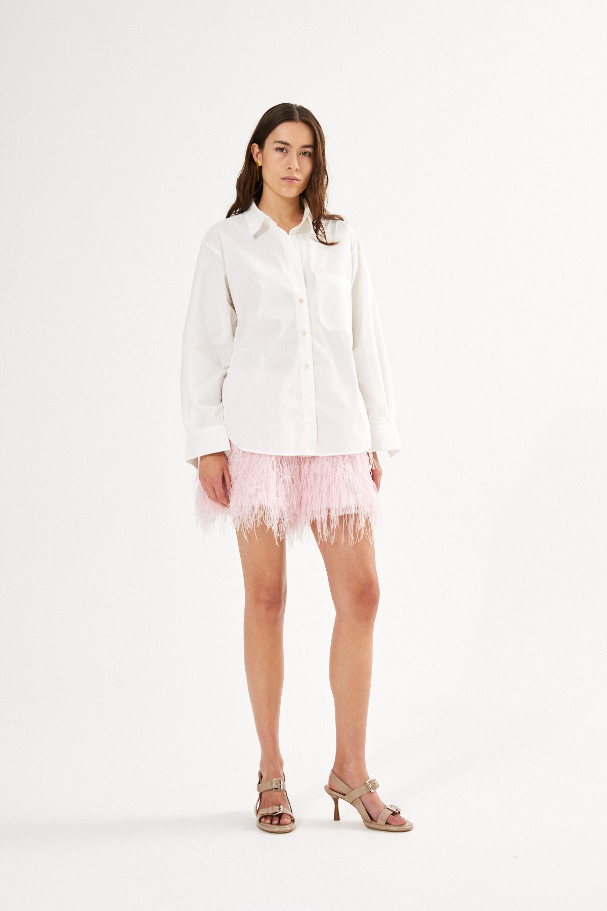 Poplin side gather shirt - Djana I White