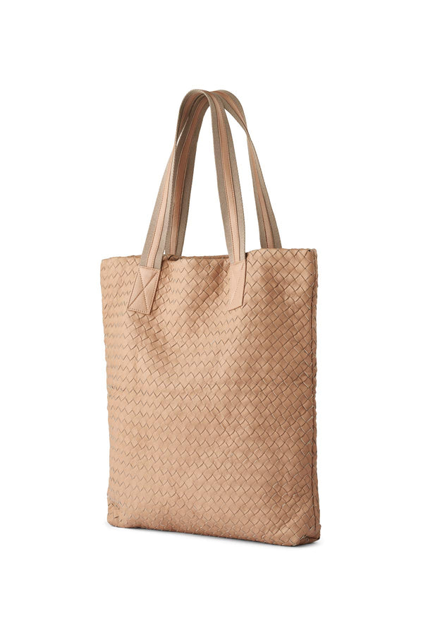 Basket weave leather tote bag - Cefora I Blush