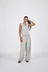 Everdeen - Drapy tailoring relaxed pants I Grey melange