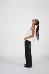 Hoda - Cotton halter top I Black