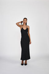 Glorie - Cluster jacquard bias dress I Black
