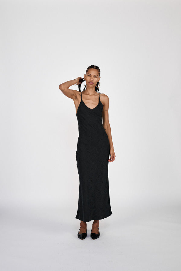 Glorie - Cluster jacquard bias dress I Black