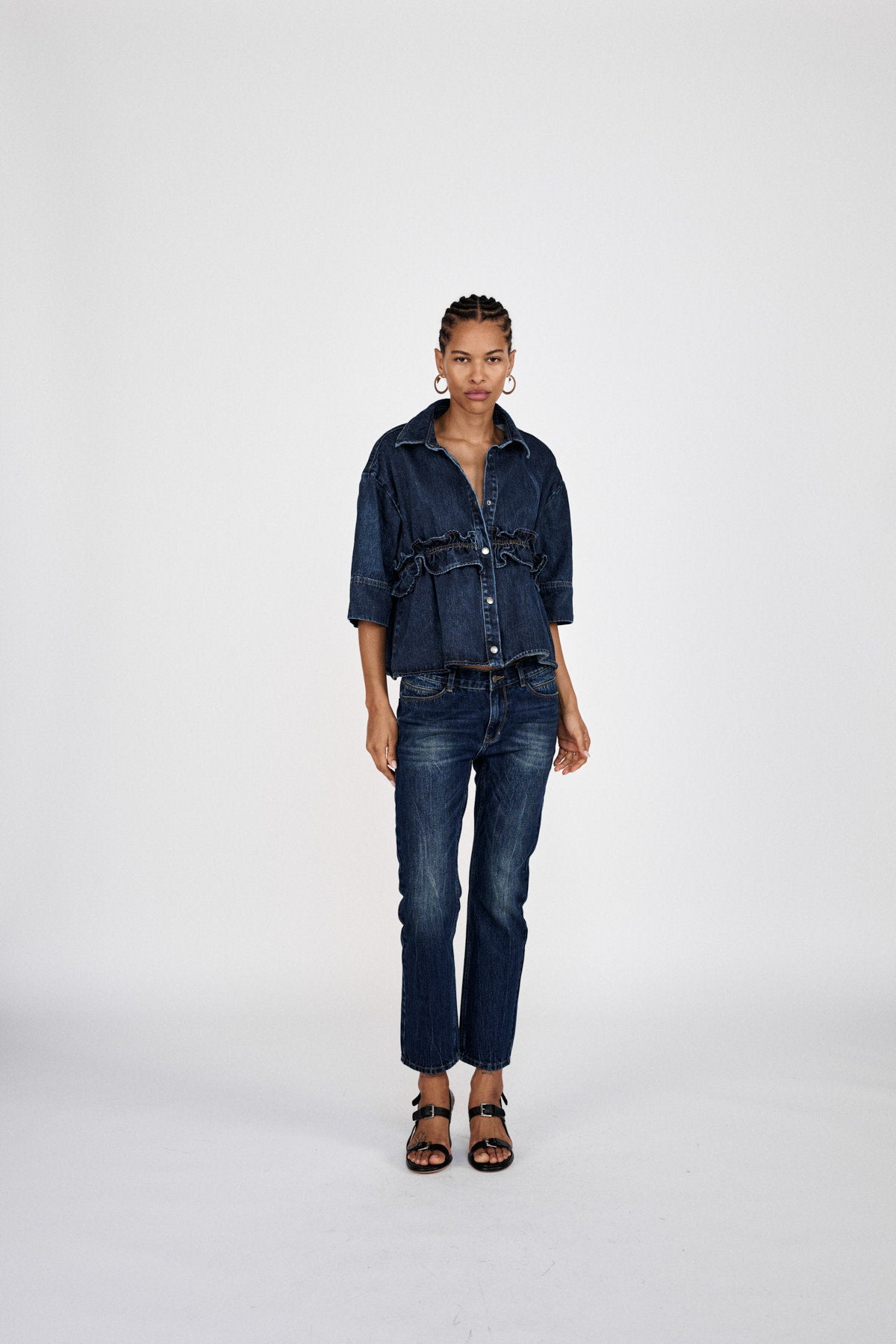 Paige - Denim shirt jacket I Dark washed indigo