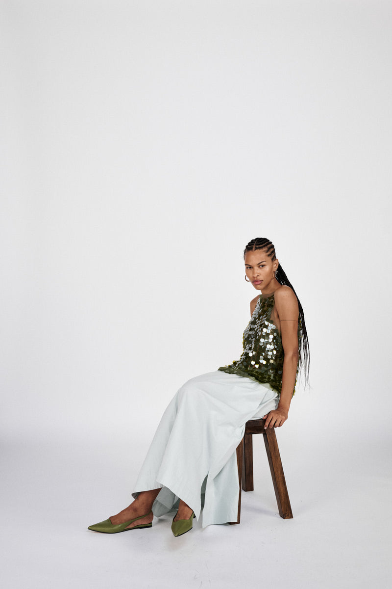 Lilos - Clover sequins tank top I Army Green