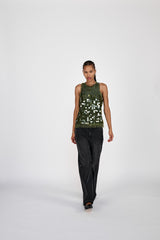 Lilos - Clover sequins tank top I Army Green