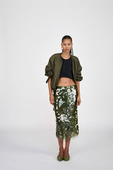 Lior - Clover sequins pencil skirt I Army Green