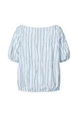 Lotte - Reverse stripe elasticated top I Blue pyjama stripe