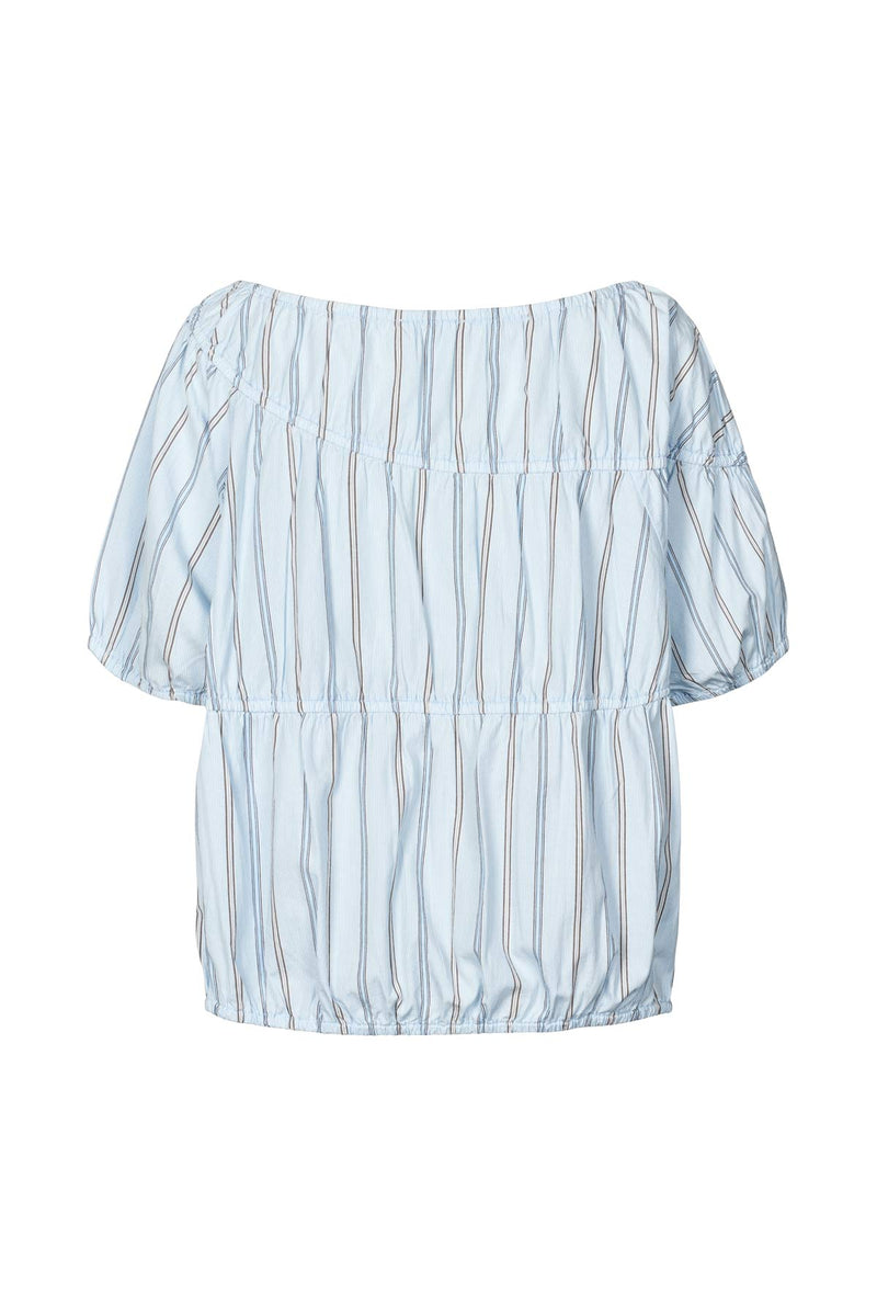 Lotte - Reverse stripe elasticated top I Blue pyjama stripe