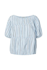 Lotte - Reverse stripe elasticated top I Blue pyjama stripe