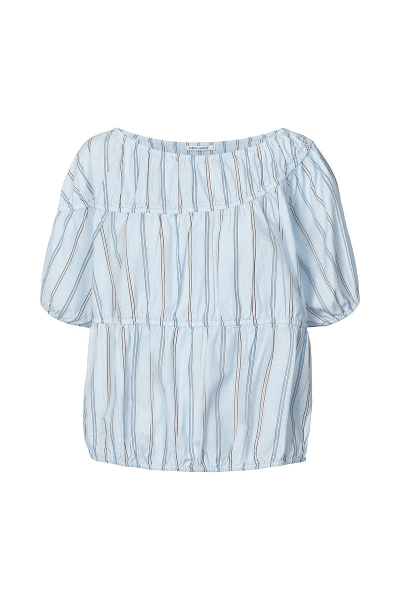 Lotte - Reverse stripe elasticated top I Blue pyjama stripe