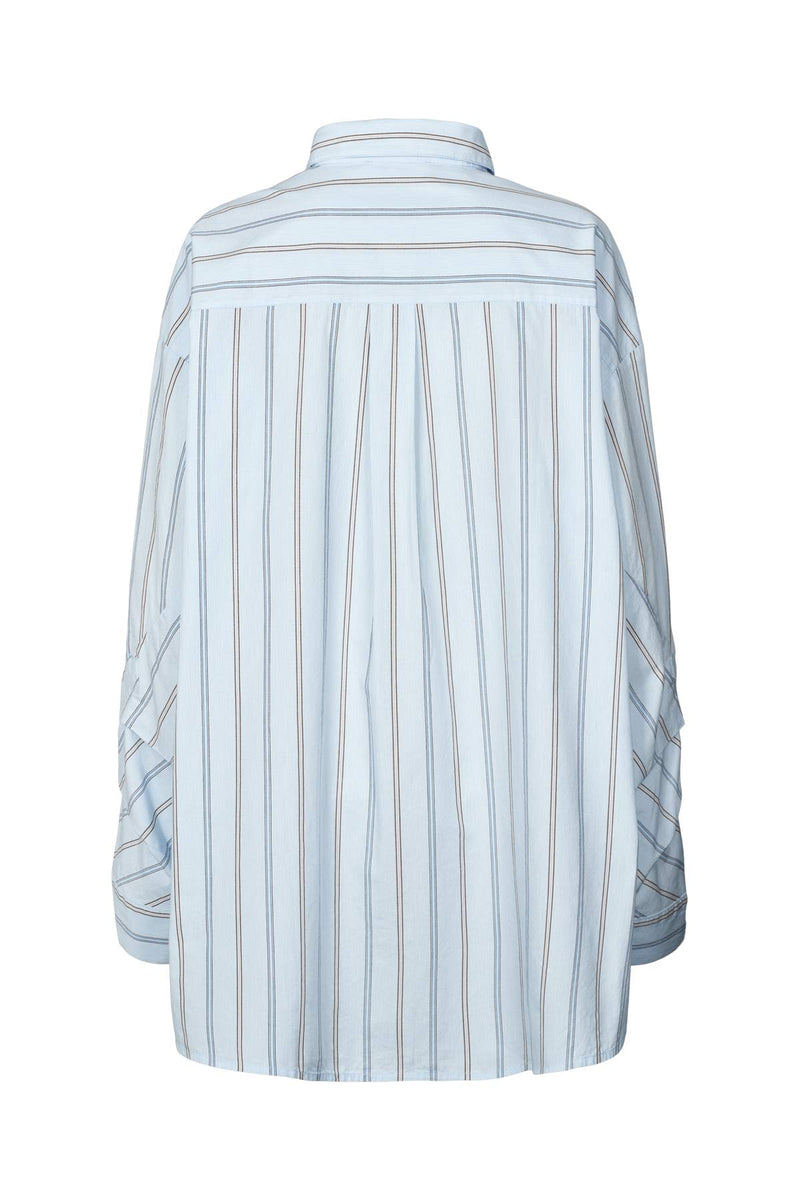 Bobbies - Reverse stripe oversized shirt I Blue pyjama stripe
