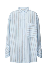 Bobbies - Reverse stripe oversized shirt I Blue pyjama stripe
