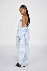Fresia - Reverse stripe military pants I Blue pyjama stripe