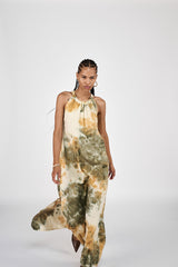 Hope - Abstract halter dress I Forest combo