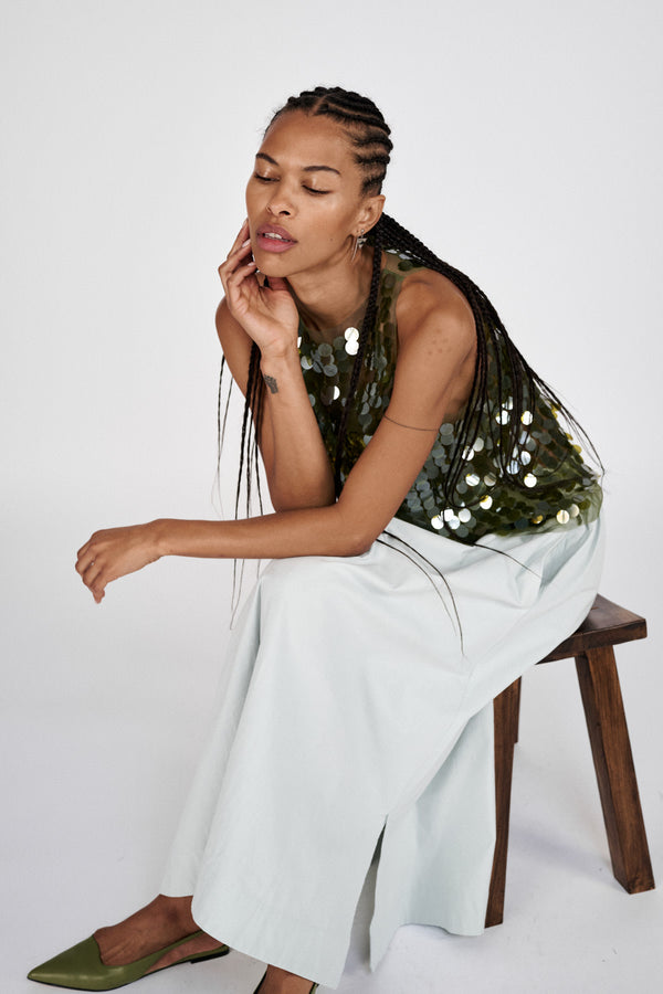 Guri - Poplin heavy full skirt I Sky blue