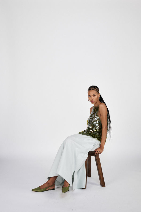 Guri - Poplin heavy full skirt I Sky blue