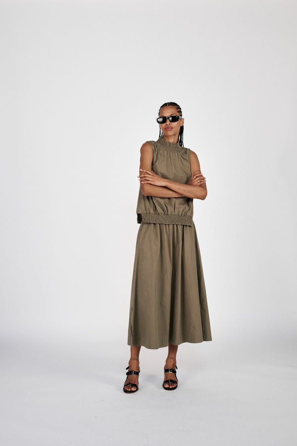 Guri - Poplin heavy full skirt I Dry bark