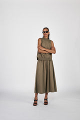 Guri - Poplin heavy full skirt I Pirate black