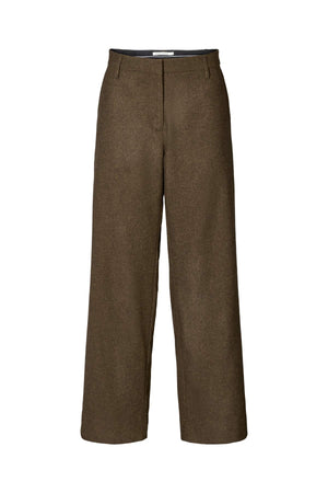 Kesia - Mini herringbone pants I Dark brown