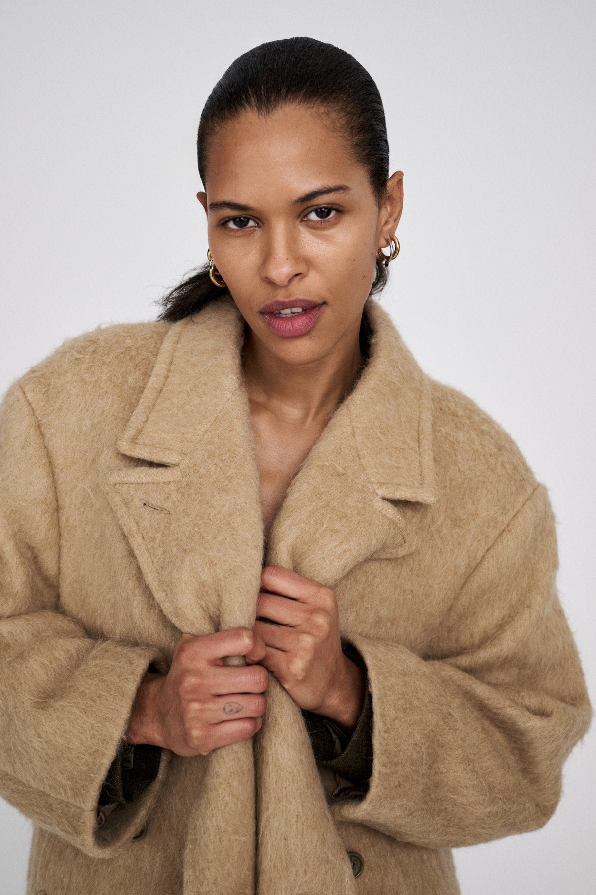 Leanna - Fuzzy oversized coat I Grey melange