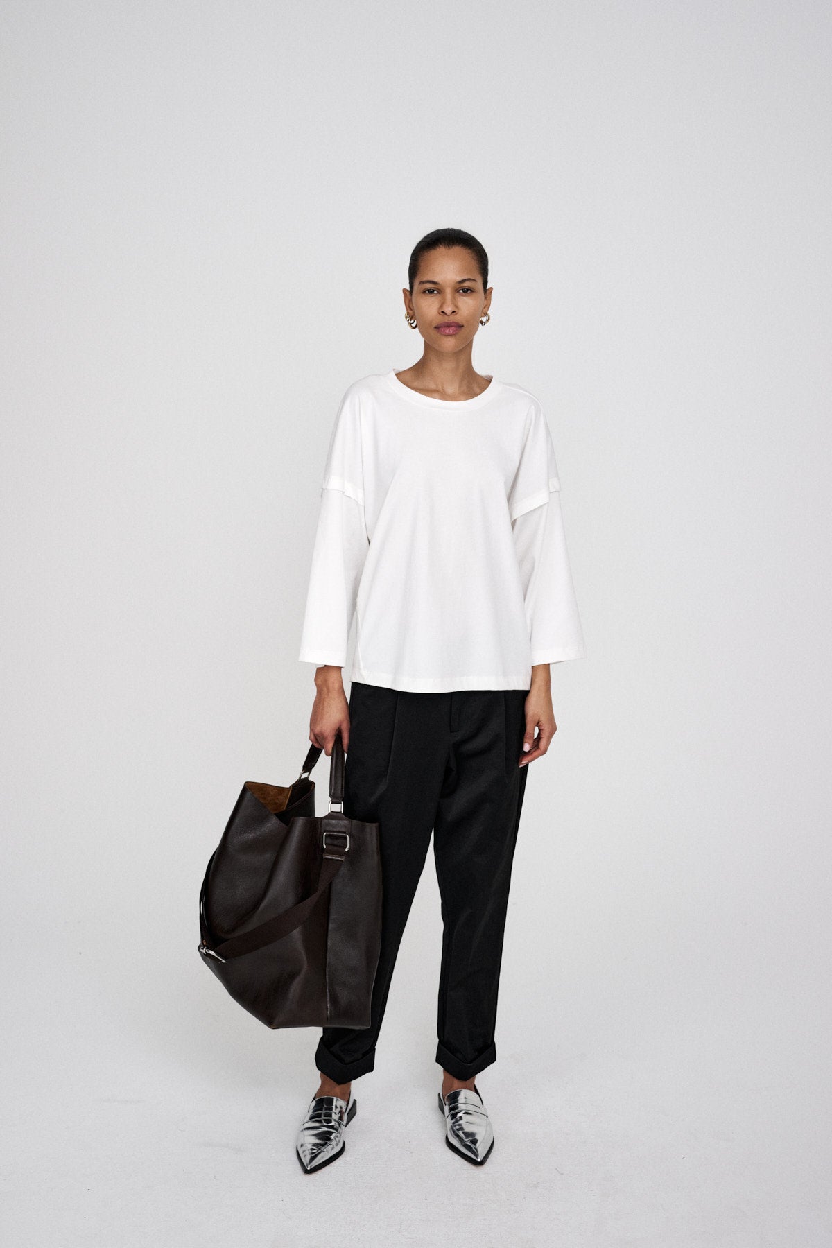 Raina - Cotton fusion pleat pants I Pirate black