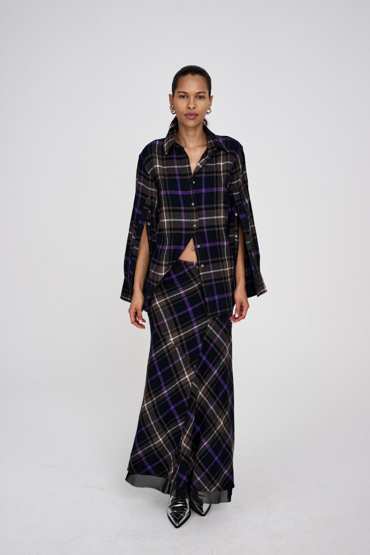 Mallory - Giant check shirt I Purple check combo