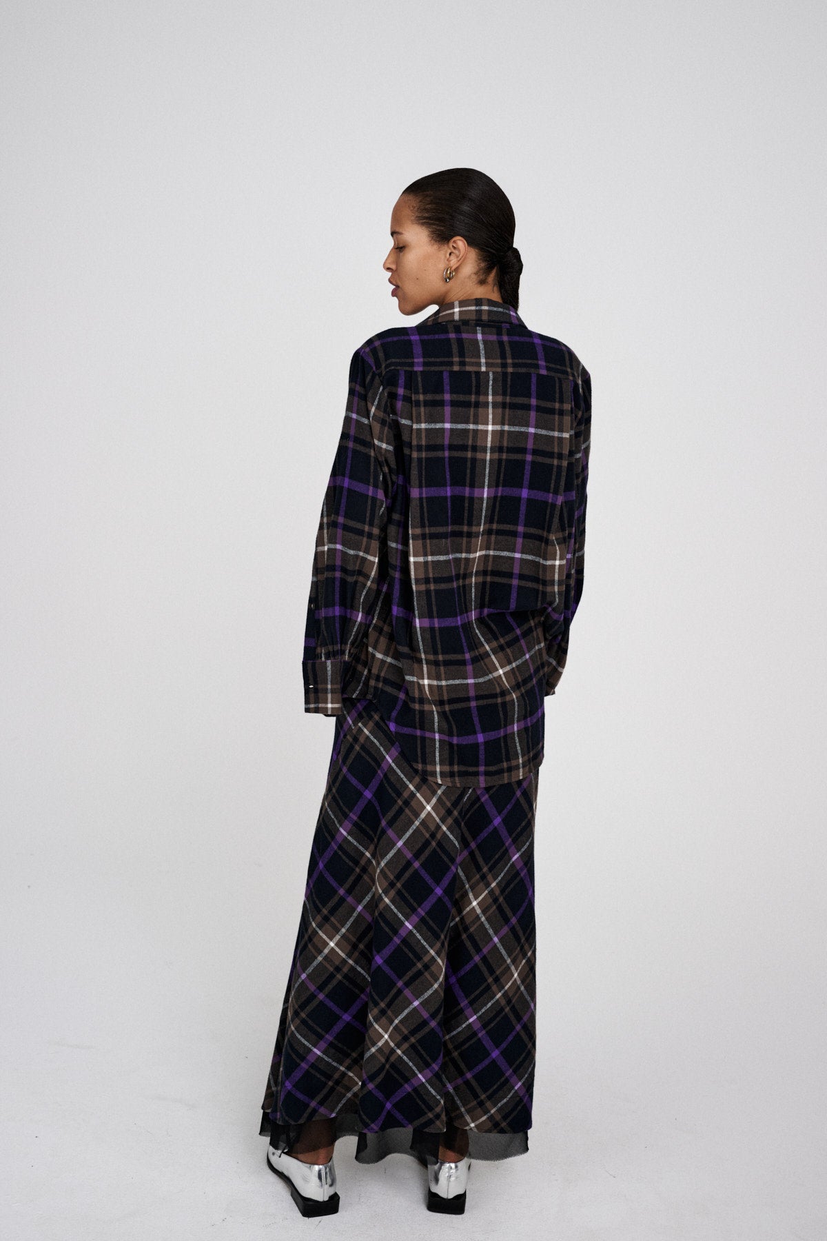 Mallory - Giant check shirt I Purple check combo