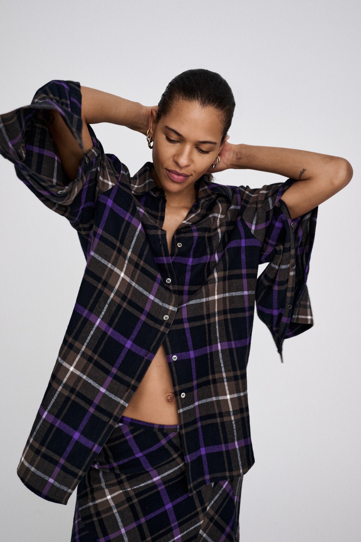 Mallory - Giant check shirt I Purple check combo