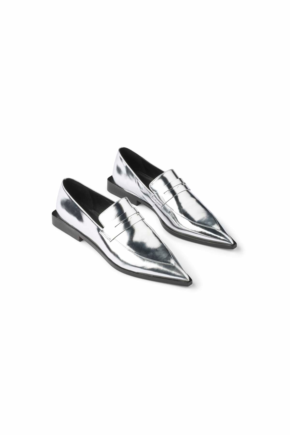 Nolia - Pointy loafer shoe I Metallic silver