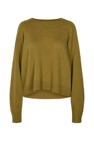Dalani - Pure wool boxy sweater I Fern green