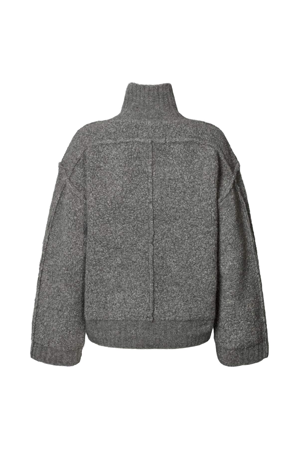 Sigal - Sheep knit high collar jacket I Grey melange
