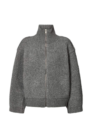 Sigal - Sheep knit high collar jacket I Grey melange