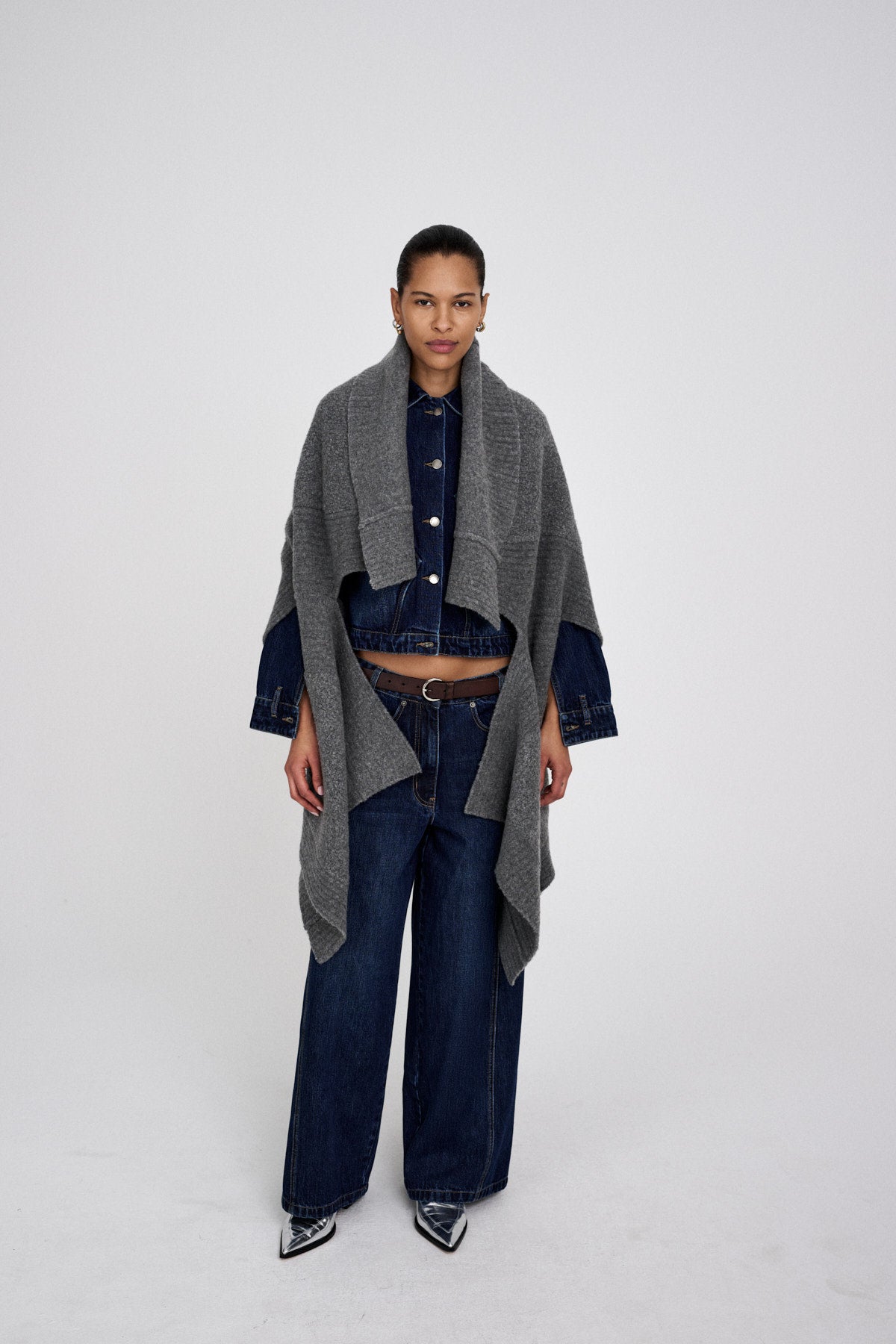 Dorris - Sheep knit cape I Grey melange