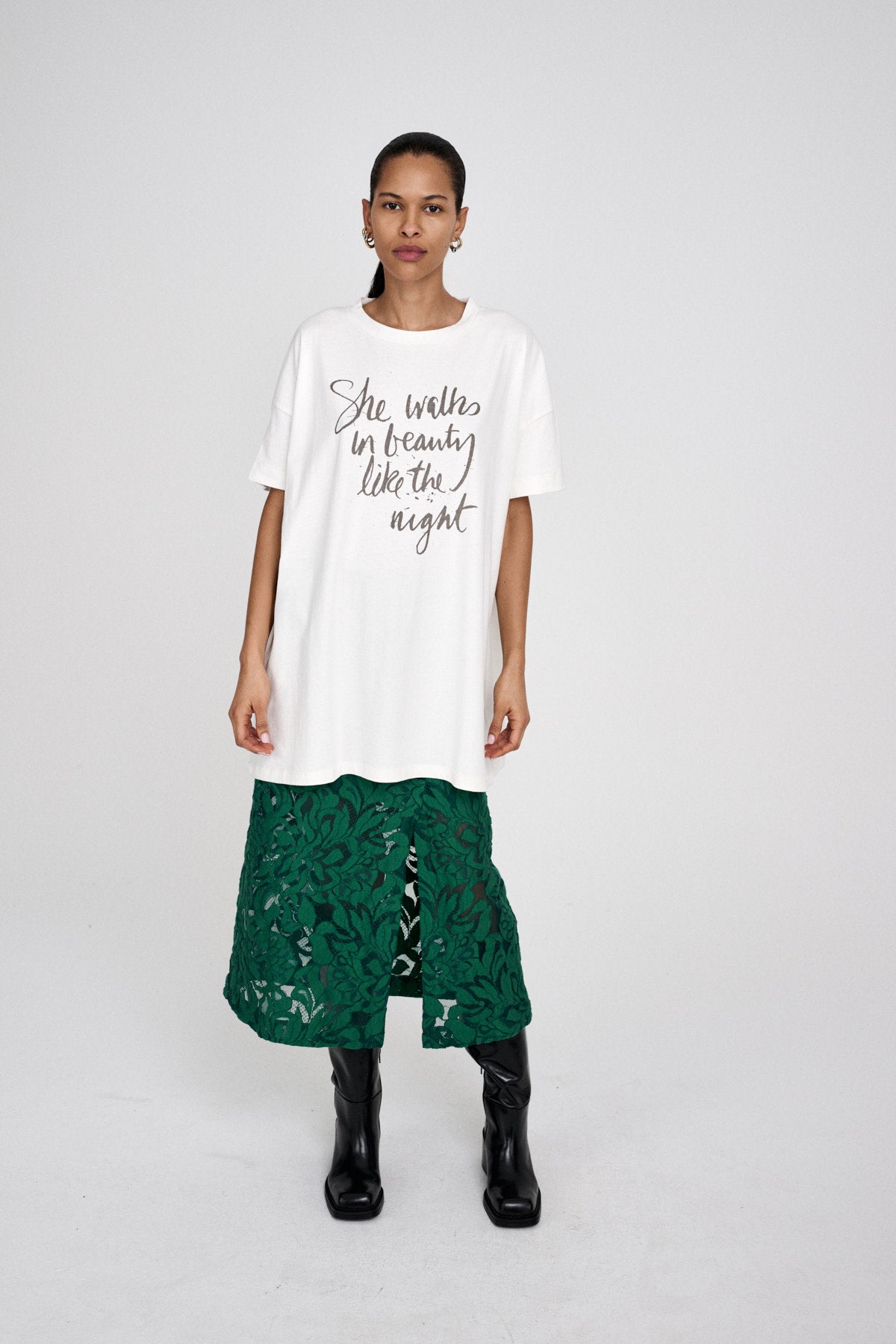 Fauna - Orchid lace skirt I Black