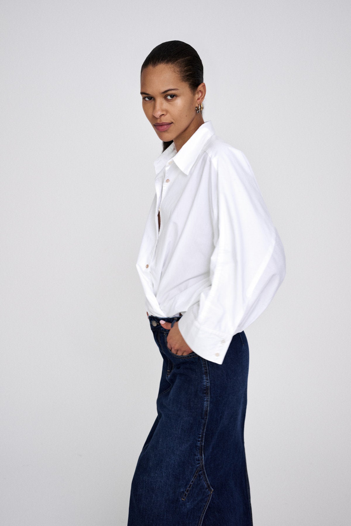 Chloe - Poplin full shirt I Dark brown
