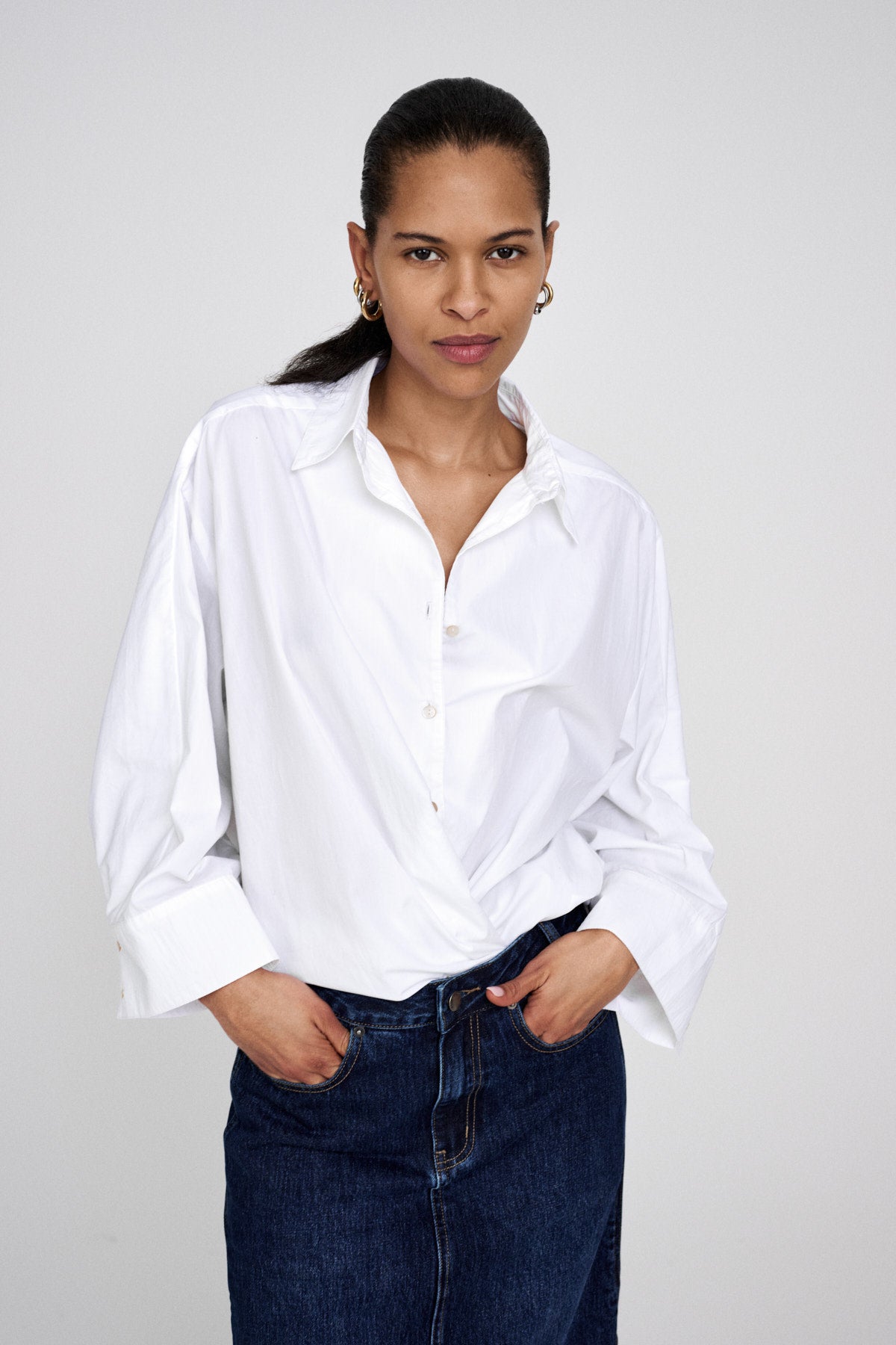 Chloe - Poplin full shirt I Dark brown