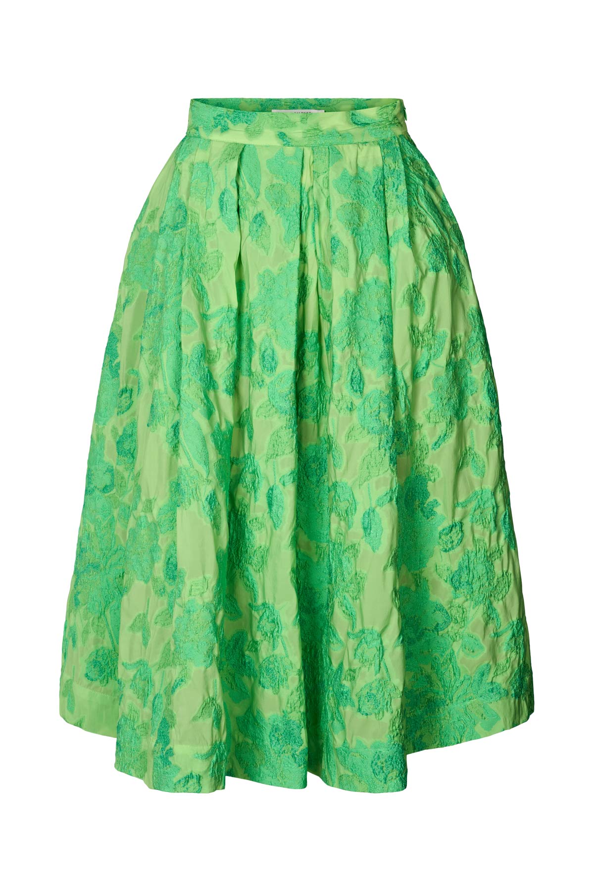 Bisharo - Clipped jacquard full skirt I Viper green