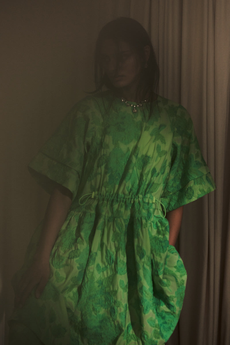 Halbin - Clipped jacquard dress I Viper green