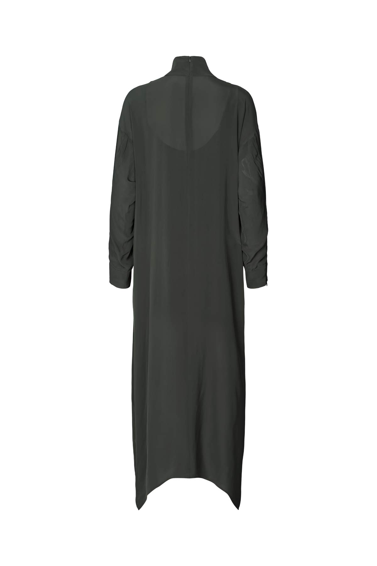 Fabiola - Matte drape zip sleeve dress I Pirate black