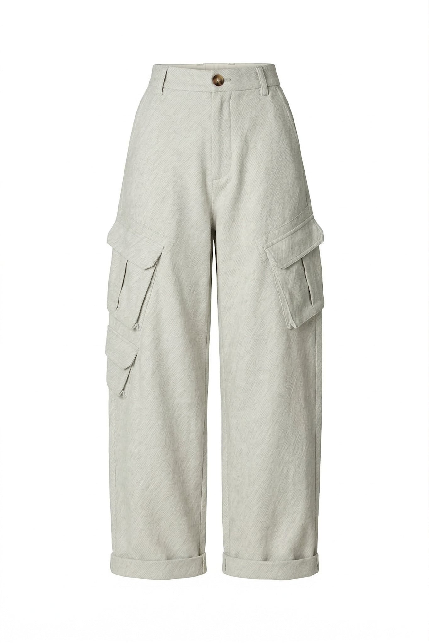 Pamila - Soft tailoring cargo pants I Light grey melange