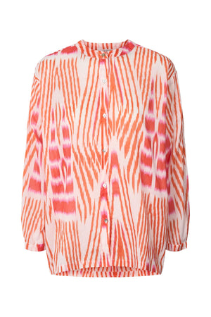 Sibyl - Ikat voile shirt I Mandarin pink ivory