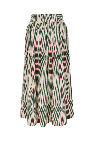Almas - Ikat full skirt I Forest pink sand