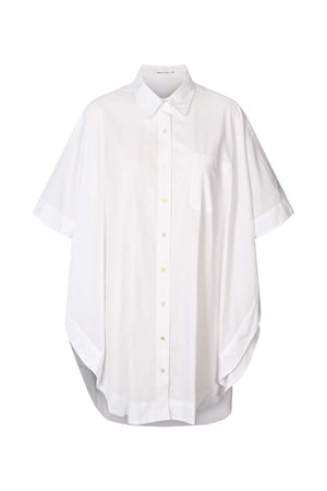 Berta - Poplin curved hem shirt dress I White