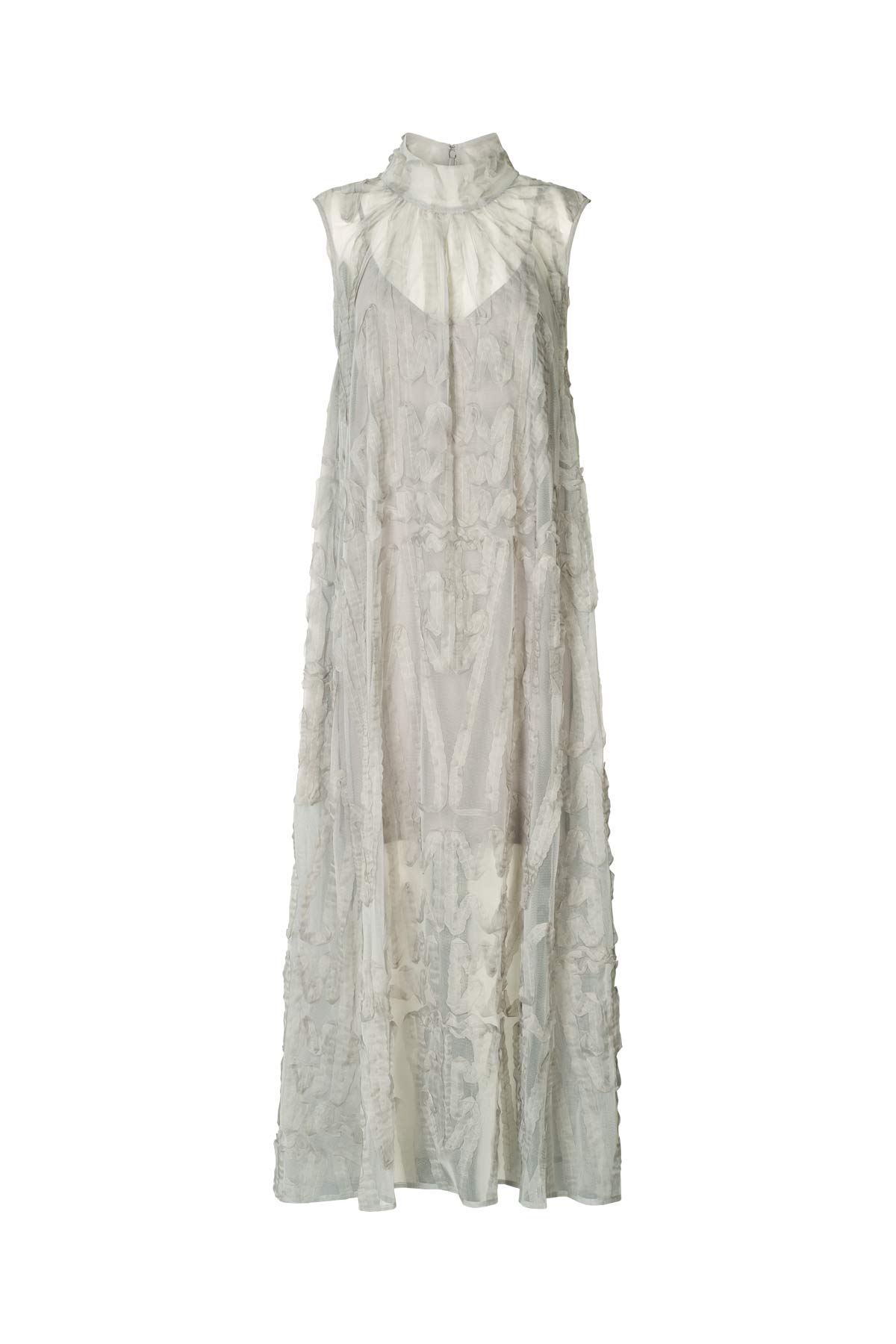 Allison - Splash netting long dress I Silver grey