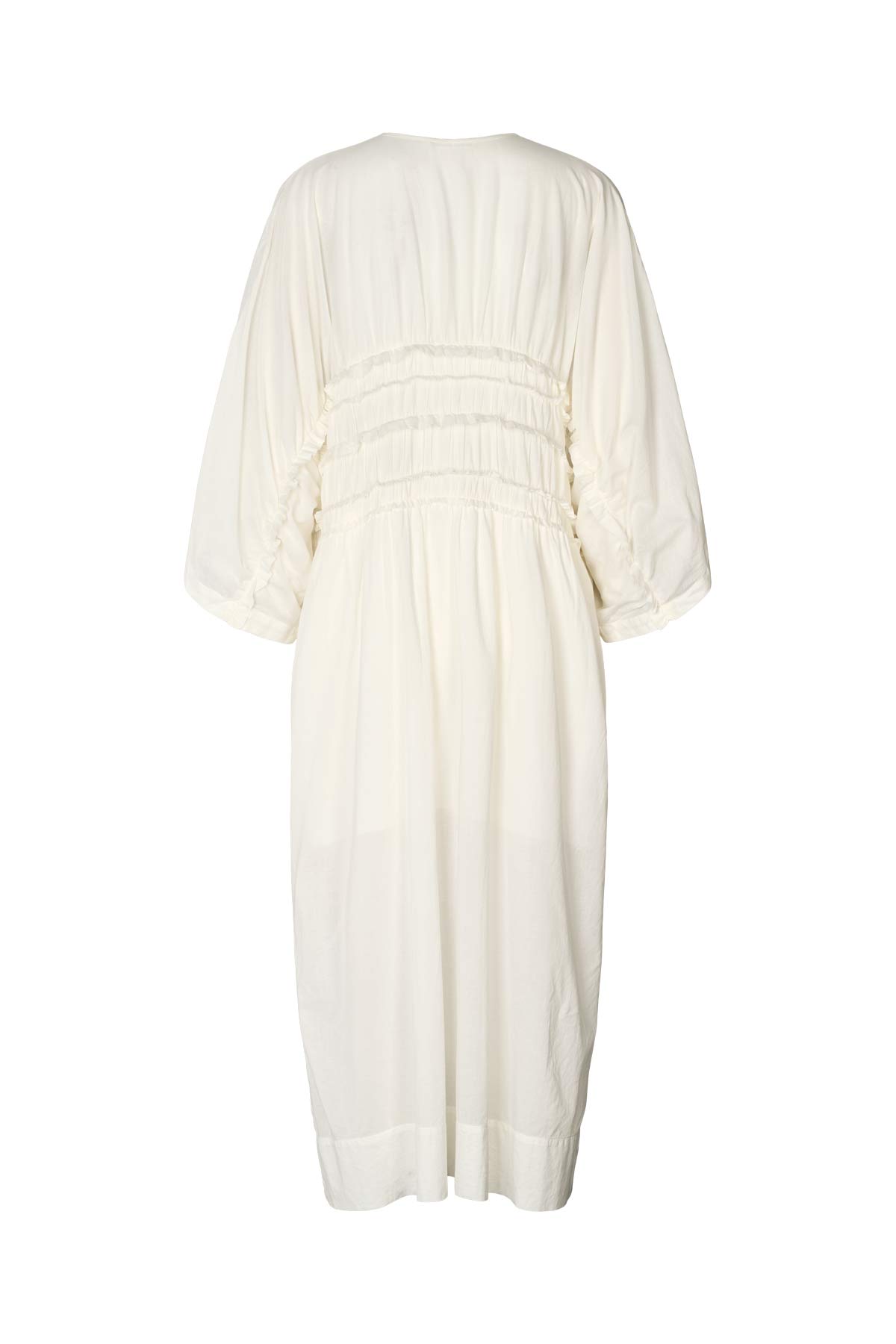 Ina - Voile frill gathered dress I Chalk