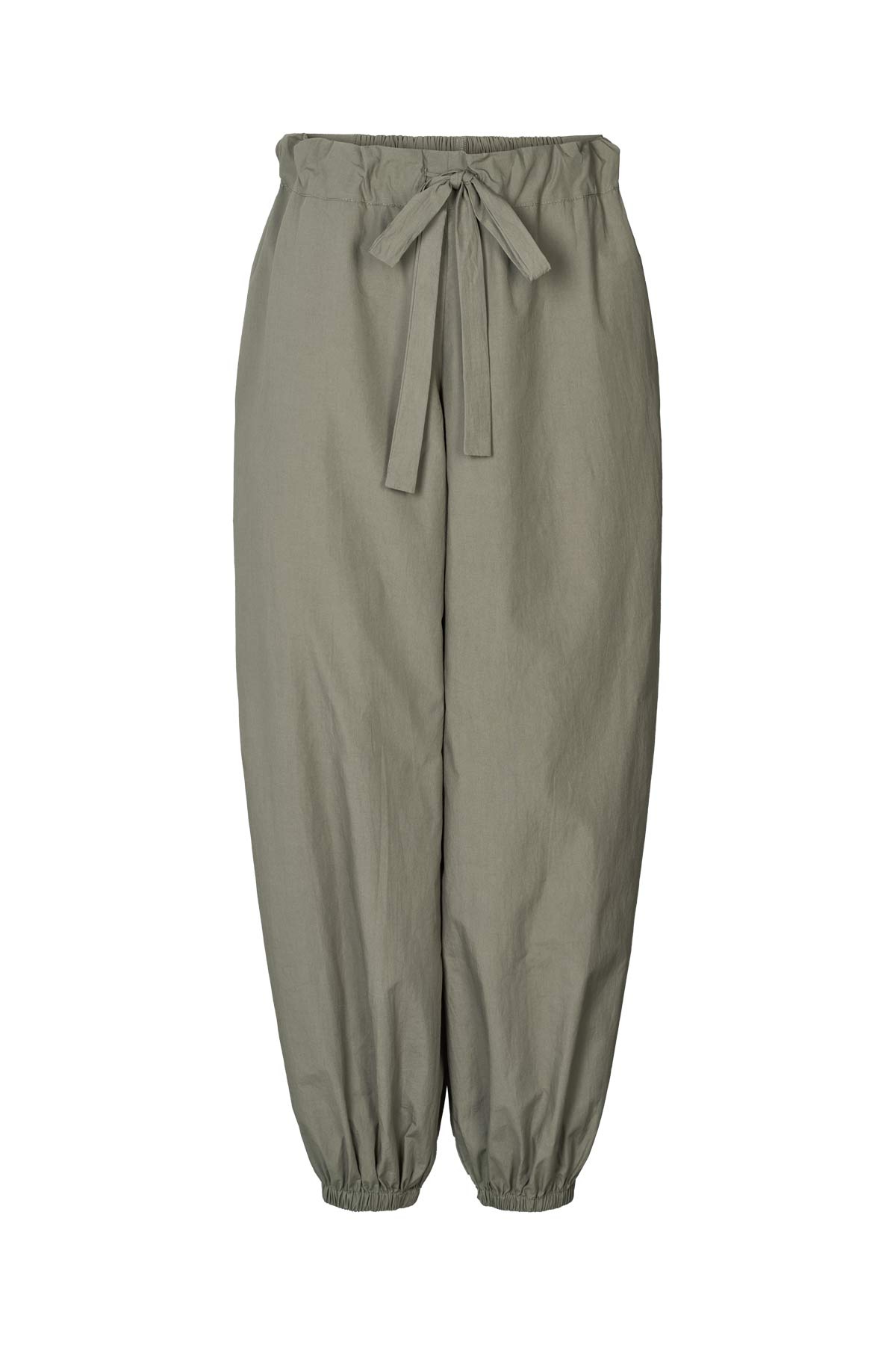 Iridi - Poplin gathered pants I Asphalt