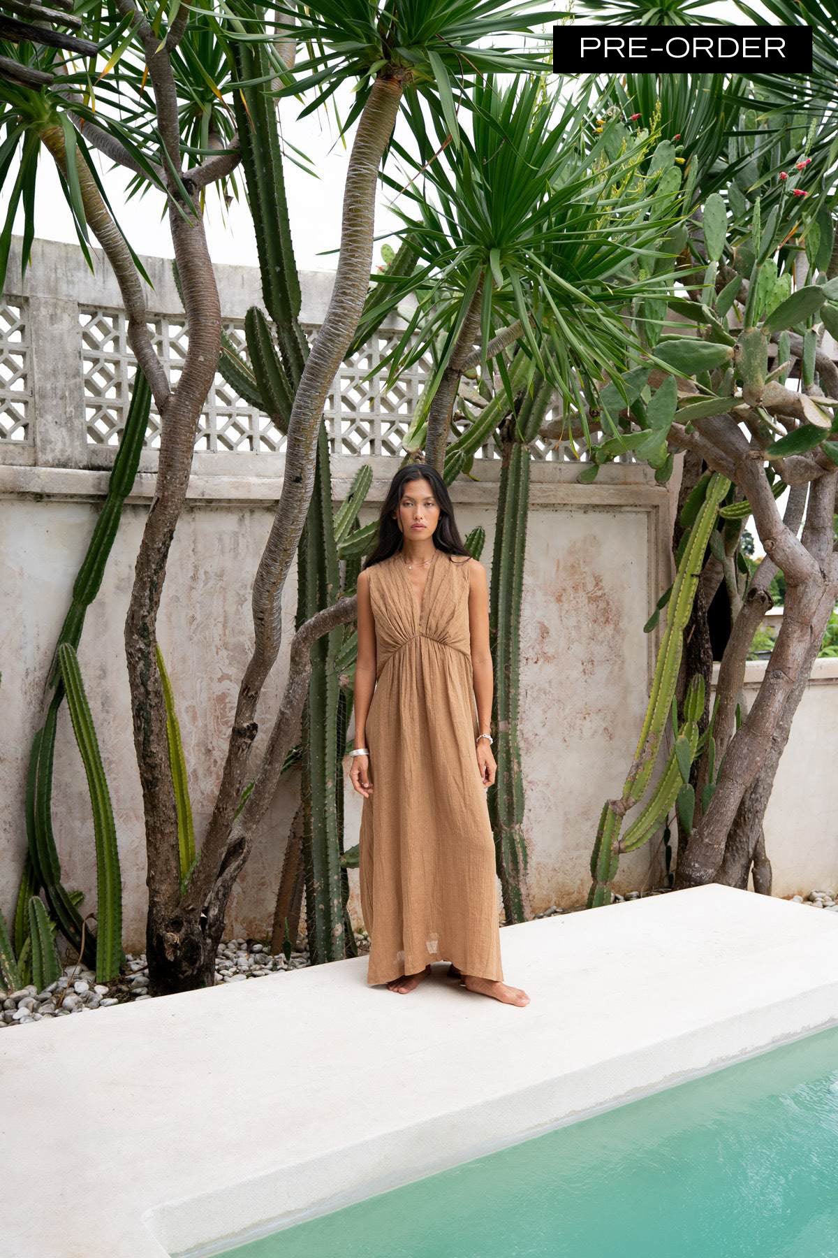 Kimber - PRE-ORDER I Crinkled dress I Walnut